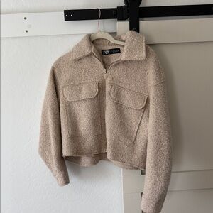 Zara Women's Cream Teddy Jacket